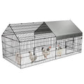 Chicken Coop, 86"x40"x40" Chicken Run Pen with Cover for Yard | Waterproof Sunshade Cover, Auto-lock Door, Ground Stake, Metal Portable Chicken Tractor for Poultry, Rabbits & Small Animals - size: 86.0"L x 40.0"W x 38.5"H