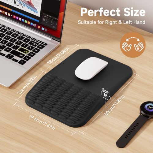 Ergonomic Mouse Pad with Wrist Rest, Memory Foam Mousepad with Wrist Support for Carpal Tunnel Pain Relief, Slope Massage Design, Non Slip Pu Base for Office, Home, Desk Accessories