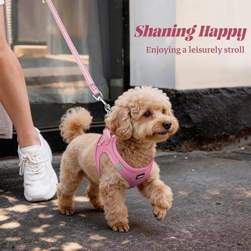 No Pull Dog Puppy Harness and Leash Set Reflective Mesh Vest X-Small - color: Pink, size: X-Small (Pack of 1)