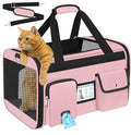 HUANLANG Large Cat Carrier Soft Sided Travel Pet Carrier Airline Approved | Dog Carriers for Small Dogs Medium Cats,Collapsible,3 Storage,zipper lock,Reflective strips,Luggage Strap, Up to 15 L,Pinkbs - color: Pink