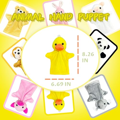 Duck Hand Puppets for Boys and Girls (1 Pack), Stuffed Animals Finger Toy, Pre-School Pretend Play, Duck Hand Puppet Plush Toys for Role Play, Goody Bags Filler - Party Favors for Toddlers and Kids - style: Duck