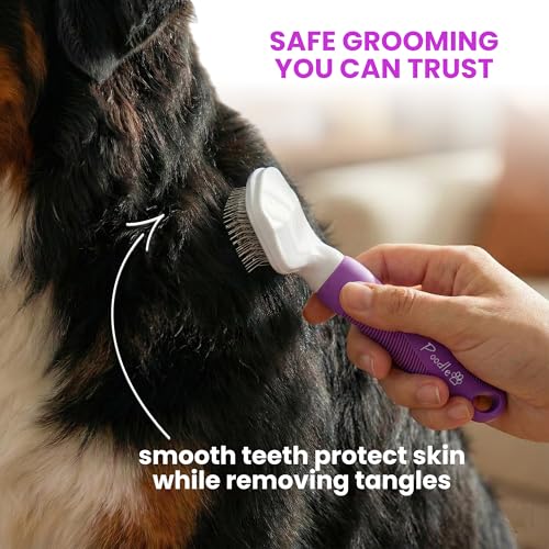 Poodle Pet Slicker Brush Large Size - For Dogs, Cats, Rabbits - Matted/Loose Fur, Knots - Suitable for Doodle/Goldendoodle Grooming and Shredding Short/Long Hair - color: Purple, size: Large Size