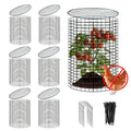 6 Sets of 24'' x 12'' Garden Plant Protectors from Animals with Detachable Covers, Metal Plant Cage Chicken Wire Cloche with Ground Stakes and Nylon Tie, Wire Plant Cage to Keeping Bunny Animals Out - size: 24x12Inch