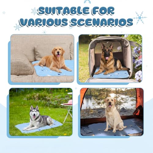 Nuanchu Dog Stroller Cooling Mat, Waterproof Gel Pet Cooling Pad for Summer, Washable Cat Sleeping Blanket, Portable Ice Gel Travel Mat for Cats, Crates, Car Seat(23.62 x 35.43 Inches,Sky Blue Bear) - size: 23.62 x 35.43 Inches, style: Sky Blue Bear