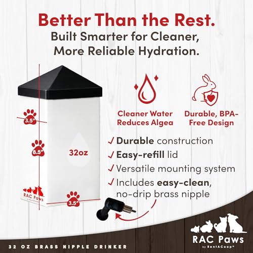 RentACoop 32oz Small Animal Drinker with No-Drip Brass Nipple