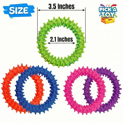 Hedgehog Rubber Rings Fidget Bracelet for Kids, 5 Pack | Spiky Sensory Toy, Firm Textured Rubber Ring, Classroom Prizes Boys & Girls, ADHD Sensory Toys - style: Fidget Rings Purple Green Pink Orange Blue