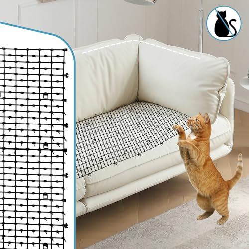 Cat Scat Mat with Spikes for Outdoor and Garden | 6.5 Feet Cat Deterrent Mat with Gentle Spikes for Dogs and Raccoons, with 8 Ground Stakes & 8 Zip Ties, 78.74" x 11" (White) - color: white