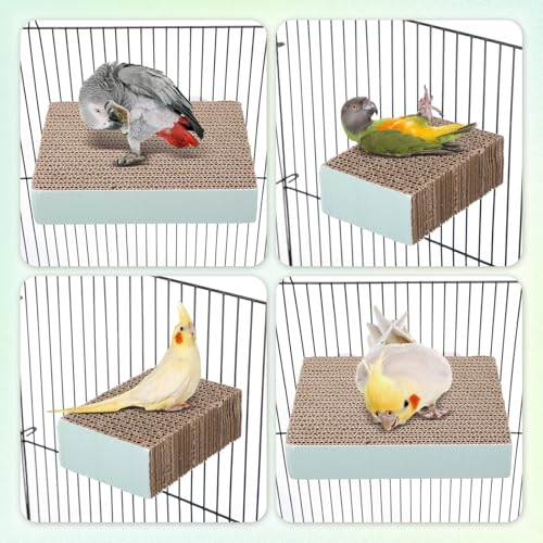 Nuanchu 6 Pcs Paper Bird Chew Toys Parrot Perch Cardboard Platform for Cage Bird Paw Grinding Stand Parrot Cage Playground for Budgie Conure Macaws Cockatiel Parakeet Lovebird Sparrows