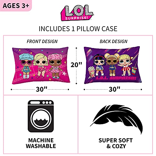 Franco Kids Bedding Super Soft Microfiber Reversible Pillowcase, 20 in x 30 in, LOL Surprise - color: Lol Surprise
