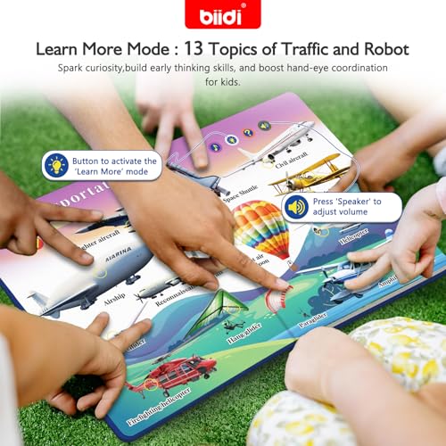 English Interactive Sound Book Words Talking Book Toy Gift Toddlers Kid 3-6 | Educational Learning Toy Rechargeable Audio Book Boy Girl Kids Birthday Xmas Gift 3+ Sensory Autism Toy 600+ Sounds 13 Topics - style: EN-Traffic and Robot