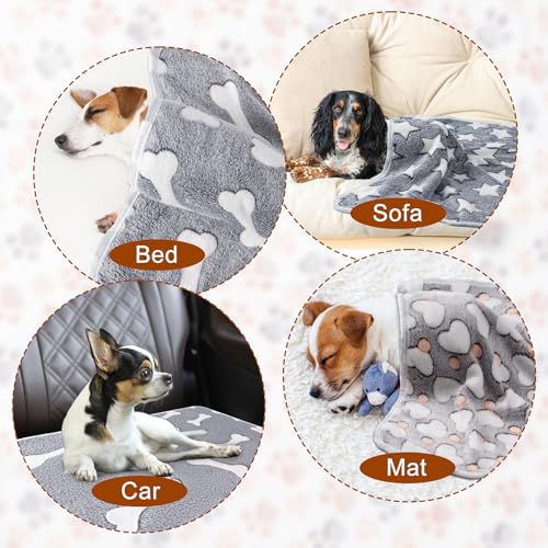 1 Pack 3 Blankets for Dog Puppy Cat (Small 23x16'', Star, Bone, Love) | Super Soft Fluffy Premium Fleece Pet Blanket Flannel Paw Printed Throw - color: Stars, Bone, Love, size: 23x16 inch(Pack of 3)