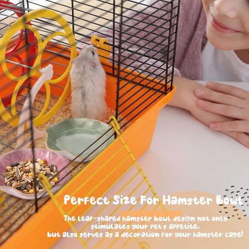 2 Pcs Hamster Food Bowl Ceramic Food Water Feeding Dish for Hamster Guinea Pig Hedgehog Gerbil Dwarf Rat Mice Chinchilla Sugar Glider(Lotus Leaf) - style: Lotus Leaf