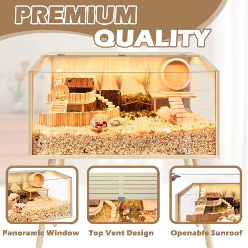 PROLEE Hamster Cage with Legs, Guinea Pig Cages Chew Proof, Hamster House, Hamster Cages and Habitats with Lockable Design, Small Animal Cage, 32" L x 16" W x 40" H - size: 32.0"L x 16.0"W x 40.0"H