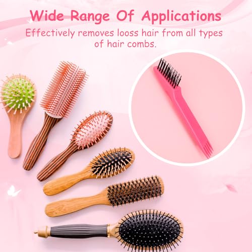 Yaomiao 2 Pcs Hair Brush Cleaner Tool 2-in-1, Pink Hairbrush Cleaner for Removing Hair Dust, Mini Comb for Removing Dirt, Home Salon Use - color: Pink
