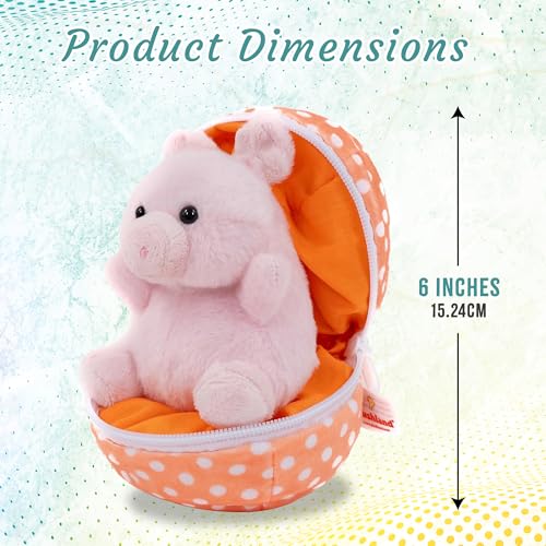 Easter Stuffed Animal - 6 inch - Surprise Zip up Egg Hideaway Springtime Inspired Plush Toy Gift for Kids, Boys and Girls - Easter Mother's Day Birthday (New Pig Egg) - color: New Pig Egg