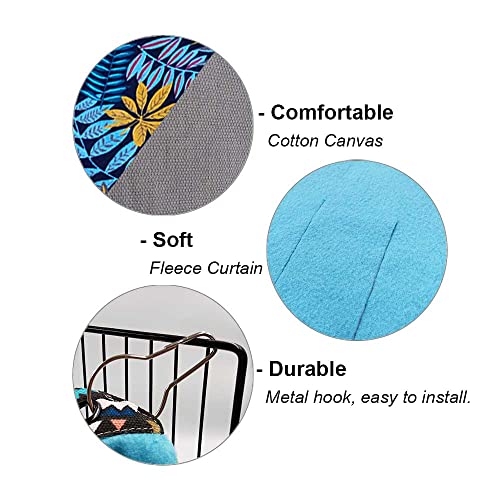 RIOUSSI Guinea Pig Hideout Hideaway Corner Fleece Toys Cage Accessories | Reversible Sides | Soft Fleece Fabric | Come with Hooks | Guinea Pig Hammock for Small Animals | Blue Leaves, Triangle - color: Blue Leaves