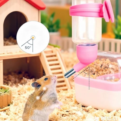 125ml Guinea Pig Water Bottle/Feeder for Hamsters/Hedgehogs/Gliders/Rabbit/mouses/Other Small Pets and Animals,Suitable for Cages, Boxes or Wall-Mounted (Pink, 125ml) - color: pink