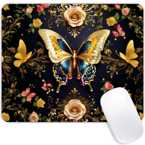 Black Gold Butterfly Mouse pad Customized Mousepad Non-Slip Rubber Base Mouse Pads for Computers Laptop Office Desk Accessories Mouse pad - color: Black Gold butterfly