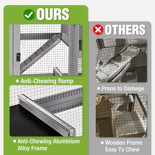 GUTINNEEN Large Wooden Small Animal Cage with Upgraded Chew-Resistant Aluminum Edges & Wheels for Guinea Pigs, Ferrets, Chinchillas, Rats - Indoor/Outdoor Use (5-Level)