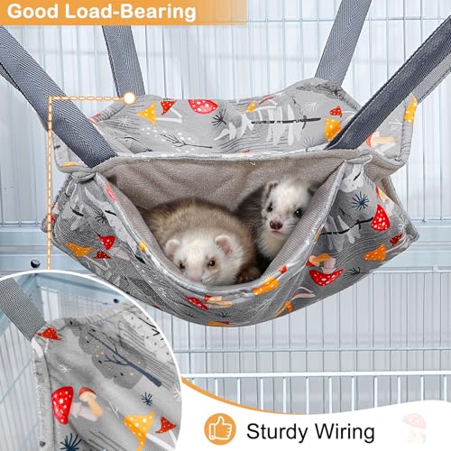 Glittme 4 Pack Cozy Ferret Hammock, Soft Washable Cage Bed for Small Animals