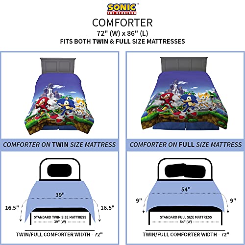 Franco Kids Bedding Super Soft Microfiber Reversible Comforter, Twin/Full, Sonic The Hedgehog, Anime - color: Sonic the Hedgehog, size: Twin/Full