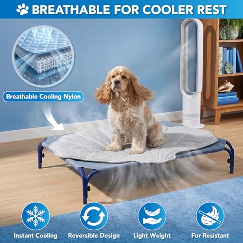 PetAmi Dog Cooling Mat, Sea Shell Shape, Pet Pad with Cooling Nylon & Soft Fleece, Q-Max > 0.4 Reversible All Season Blanket for Dogs & Cats, Small 33x39 in, Light Grey - color: Light Grey, size: Small