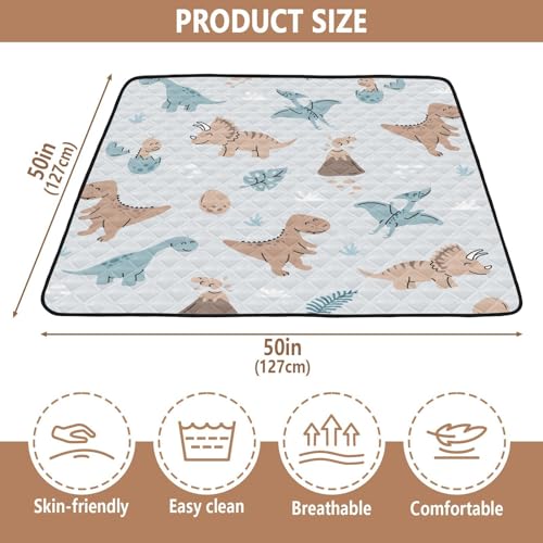 Baby Play Mat Dinosaurs Cartoon Eggs Volcanoes 50 x 50 Playpen Mat Baby Play Mats for Floor Play Gym Crawling Mat Non-Slip Cushioned Baby Playmat for Infants, Babies, Toddlers - color: multi 18
