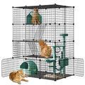 Large Cat Cage,DIY Cat Cage Enclosures Indoor Pet Home Small Animal House Detachable Playpen Metal Wire Kennels for 1-3 Cat - size: Black - 43"L x 29"W x 57"H