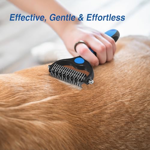 4 in 1 Skin Friendly Grooming kit including Dematting Rakes,Self Cleaning Slicker Brush,Deshedding Brush,Flea Comb for Haired cat Dog and Small Animals.