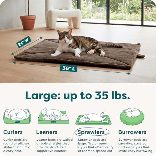 FurHaven ThermaNAP Self Warming Cat Mat, Dog Bed for Crates with Self-Warming Technology for Cozy Rest, Fully Machine Washable, Large, Plush Faux Fur, Espresso - color: Espresso, size: Large - 36"L x 24"W