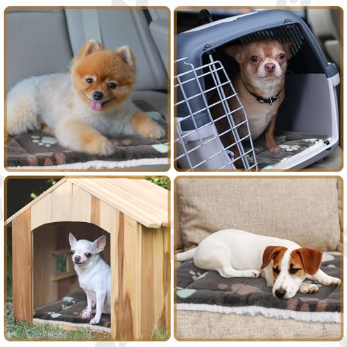 4 Pack Ultra Soft Dog Cat Bed Mat Small Animal Guinea Pig Bed with Cute Print Reversible Fleece Dog Crate Kennel Pad Cozy Washable Thickened Hamster Pet Beds Mat(21 x 14 Inches,Black) - color: Black, size: 21 x 14 Inches