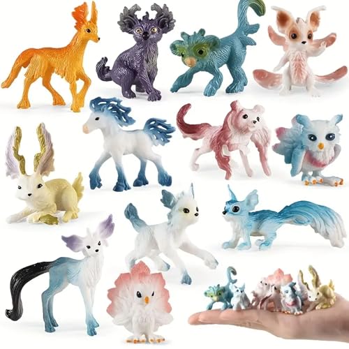 Liberty Imports 12 Pack Fantasy Creatures Figurines Set - Cute Plastic Fairy Animals & Mythical Toy Figures, Mini Unicorn Cake Toppers, Party Favors, Imaginative Play for Girls, Kids
