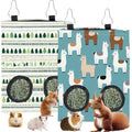 2Pcs 2 Styles Rabbit Hay Feeder Bags Guinea Pig Hay Bag with 2 Holes Tree Alpaca Pattern Oxford Cloth Washable Rectangle Feeding Storage for Small Animal Chinchillas Hamster 12 x 9 Inch - color: Mixed Shapes