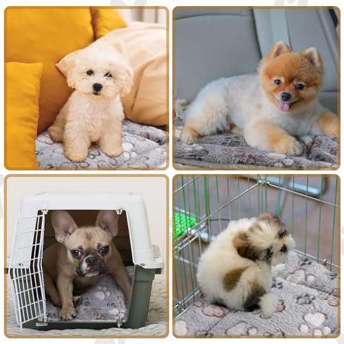 4 Pack Ultra Soft Dog Cat Bed Mat Small Animal Guinea Pig Bed with Cute Print Reversible Fleece Dog Crate Kennel Pad Cozy Washable Thickened Hamster Pet Beds Mat(13 x 19 Inches,Light Gray) - color: Light Gray, size: 13 x 19 Inches