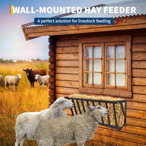 Garvee Hay Feeder for Horses, 40'' Long Hay Rack | with 25 Gallon Large Capacity, Heavy Duty Carbon Steel Wall Mounted Feeder Rack for Horses, Goats, Sheep in Stable and Farm - size: 40 inch
