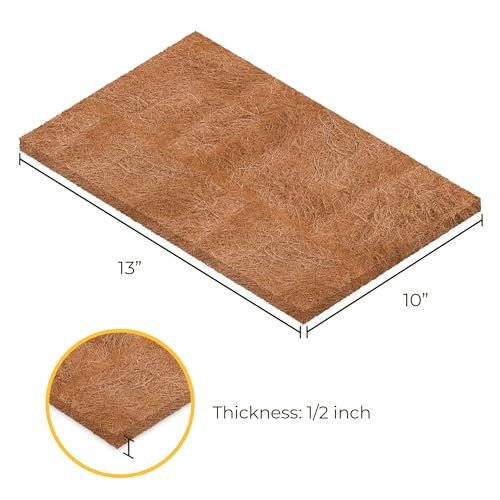 SunGrow Coco Fiber Hermit Crab & Reptile Carpet, Gecko Terrarium Liner, and Floor Bedding Substrate & Supplies, Climbing Wall Carpet & Mat for Hermit Crabs, 10" x 13", 1 Piece Per Pack