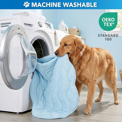 PetAmi Dog Cooling Mat, Cloud Shape, Pet Pad with Cooling Nylon & Soft Fleece, Q-Max > 0.4 Reversible All Season Blanket for Dogs & Cats, Small 30x40 in, Light Blue - color: Light Blue, size: Small