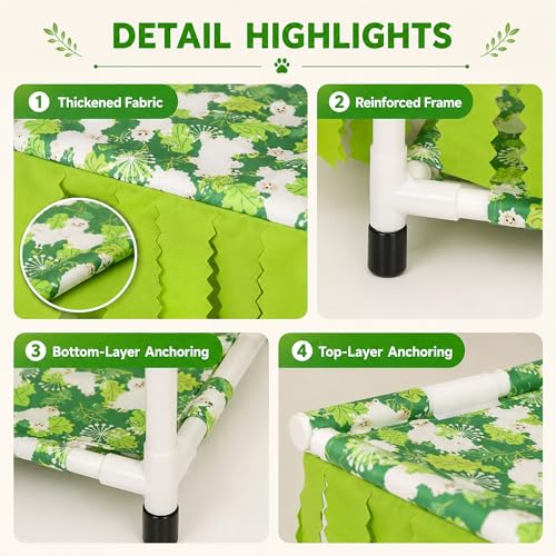 Guinea Pig Hideout with Fringe Curtain, Guinea Pig Bed | Small Animal Tent Hideaway, Stable Shelter Hut for Guinea Pig, Rabbit, Ferret, Chinchilla, Rat and Squirrel - color: Green