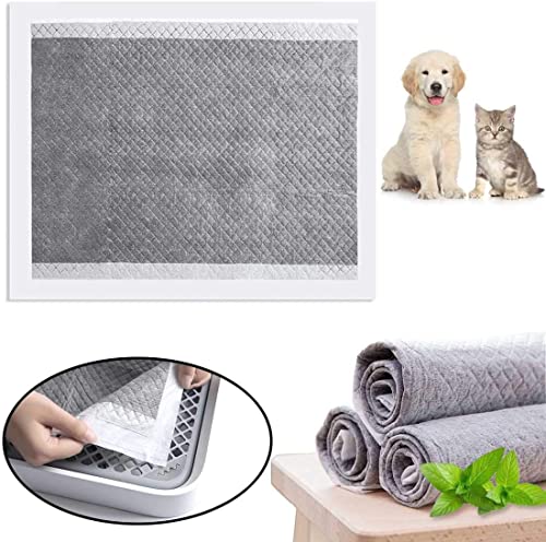 kathson Rabbit Pee Pads Disposable Cage Liners 100PCS All Absorb Black Carbon Odor Control Bunny Training Accessories with Quick-Dry Surface for Puppy Guinea Pig Kitten Hedgehog Small Animals - size: 17.7" x 12.9" / 100PCS