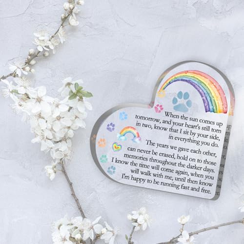 Toerifer Rainbow Bridge Pet Memorial Gifts, Dog Cat Passing Away Remembrance Keepsake for Desk Shelf, Loss Pet Gifts for Women Men, Loss of Dog Sympathy Condolences Acrylic Decorations - color: Per Memorial 03