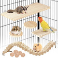 Hamster Suspension Bridge Toy，Small Animal Climbing Toys,Chinchilla Cage Natural Wood Flexible Platform Toy,Suitable for Hamsters, Chinchillas, Guinea Pigs, Birds, Small Animals - color: S-4P