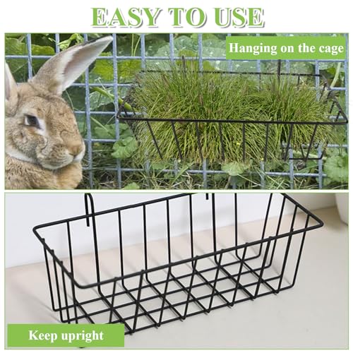 WOPPLXY 6 Pcs Rabbit Hay Feeder, Heavy Duty Metal Rabbit Hay Rack with Hooks, Bunny Hay Feeder Rack, Metal Rack Hay Holder for Rabbits Guinea Pigs, Small Animal Cage Accessories(9 x 4 x 2 Inch)