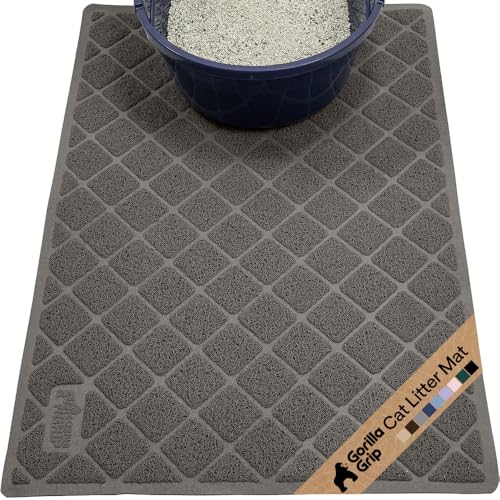 GORILLA GRIP Cat Litter Box Mat, Cushioned Coil Mesh Litter Trapping Mats, Scatter Control Supplies for Less Mess, Phthalate Free, Ultra Deep Catch Grooves, Rinse or Vacuum to Clean, 30x20 Dark Gray - color: Charcoal, style: Medium (30" x 20")