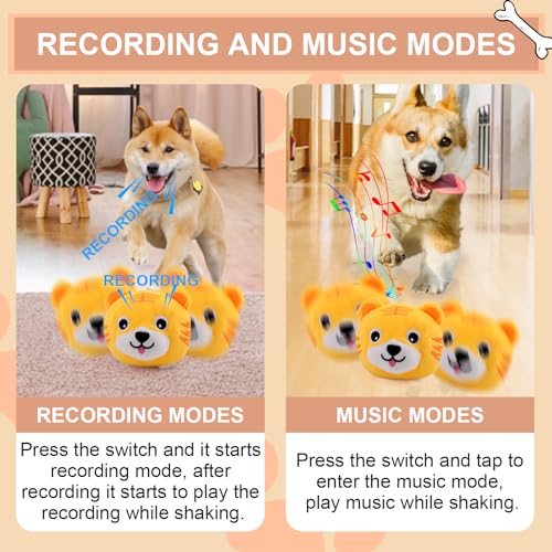 BABORUI Interactive Dog Toys Tiger, Jumping Squeaky Dog Toys with Recording and Music Modes, Rechargeable Moving Dog Chew Toys for Small/Medium/Large Dogs to Keep Them Busy(Tiger) - color: Tiger