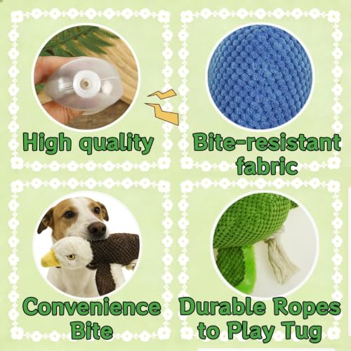 Dog Squeaky Toy Plush Bald Eagle Dog Chew Toy with Knotted Rope Tassels, Teething Interactive Tug Toy for Puppies & All Dog Breeds - color: Brown Bird