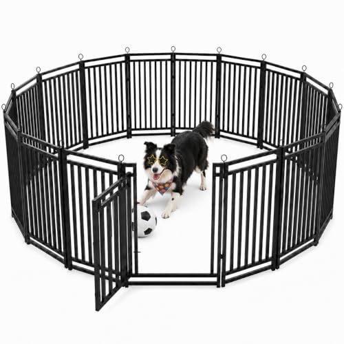 Thickened Outdoor Dog Fence, 47" H, 16 Panels for Yard & Camping | Easy Setup, Flexible Layouts, Thickened Panels, Heavy-Duty, for Medium & Large Dogs and Farm Use, Patented - size: 47" height, style: 16 Panels