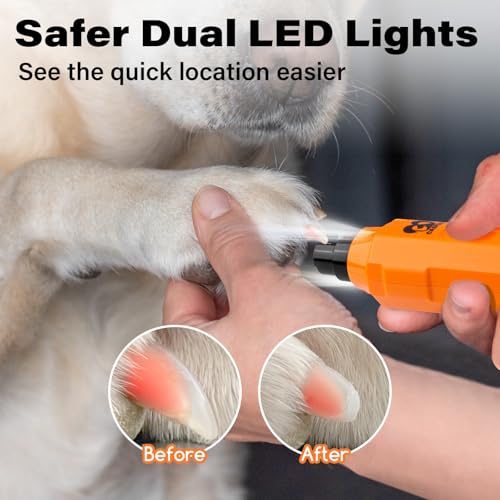 Casfuy 6-Speed Dog Nail Grinder - Newest Enhanced Pet Nail Grinder Super Quiet Rechargeable Electric Dog Nail Trimmer Painless Paws Grooming & Smoothing Tool for Large Medium Small Dogs (Orange) - color: C-Orange