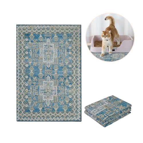 Lovewag Cat Litter Mat, Litter Box Mat, Blue Mesa, 28x41, 2 Pack | Washable litter mat cover, kitty litter mat & cat mat for litter box, litter trapping mat, prevents tracking, multi-cat - color: Blue Mesa, size: 28x41 inches (Pack of 2)