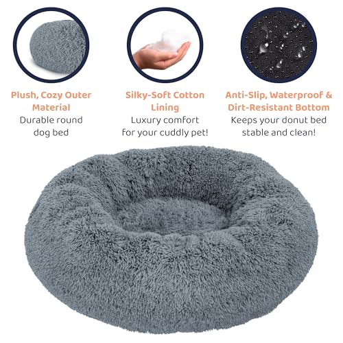 Donut Dog Bed - Premium Comfort for Anxiety Relief - Fluffy & Calming Design with Ultra-Plush Support | Cozy Round Dog Bed with Super Soft Circle Style (Dark Grey, Small) - color: Dark Grey, size: Small (23"L x 23"W x 8"Th)