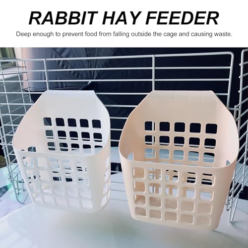 ULTECHNOVO 1pc Capacity Feeder Hanger Basket Plastic Hay Holder for Guinea Pigs Chinchillas and Animals Waste-reducing Design for Easy Feeding - color: Beige
